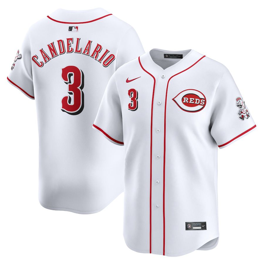 Men Cincinnati Reds #3 Jeimer Candelario Nike White Home Limited Player MLB Jersey